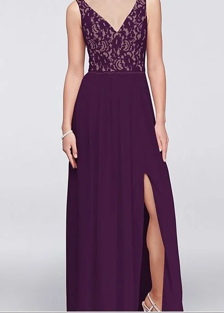 Act Fast David's Bridal VNeck Lace Mesh W/ Illusion Mesh