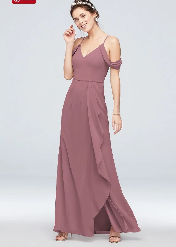 Crazy Deals David's Bridal Off-the-Shoulder Bridesmaid Dress with Cascade