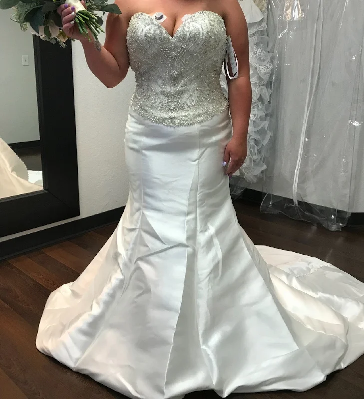 Hurry In Allure Bridals Beaded Strapless Trumpet Wedding Dress