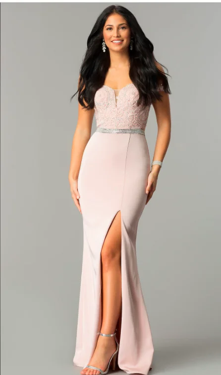 Limited Stock Other Promgirl, Pink Long Lace-Bodice Off the Shoulder P