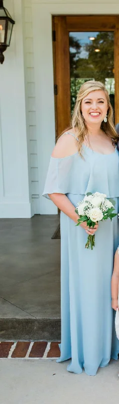 Early Access Show Me Your MuMu Caitlin Ruffle Maxi Dress -Steel Blue Chiffon