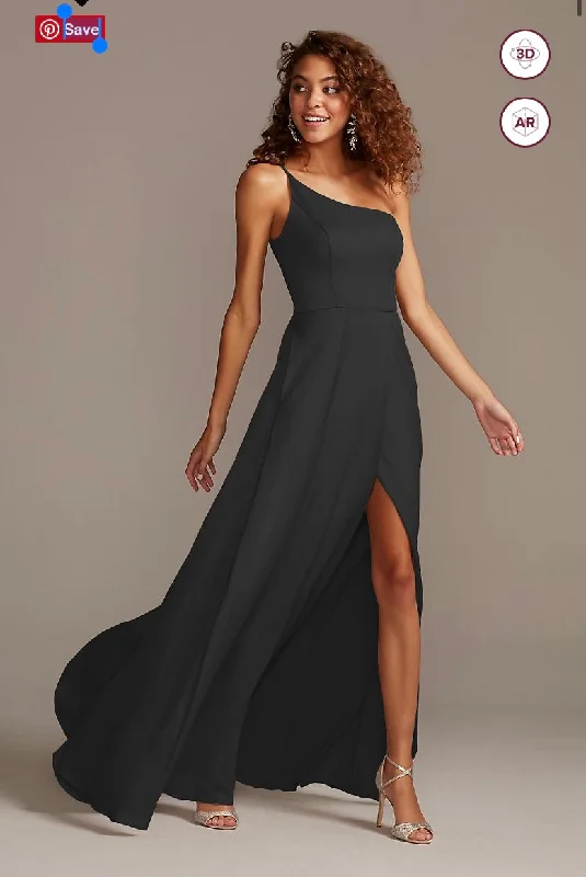 Reduced Prices David's Bridal Crepe-Back Satin One-Shoulder Dress F200099