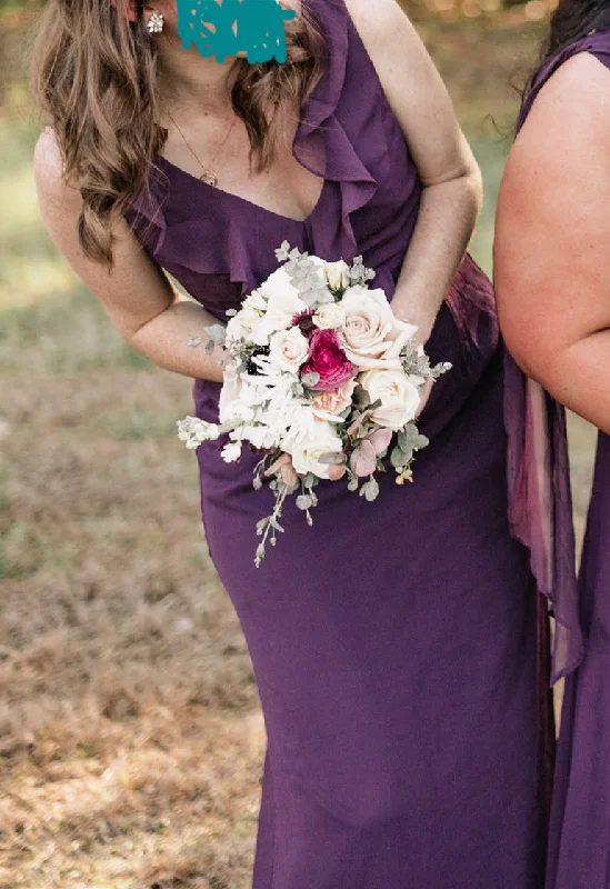 Buy More, Save More David's Bridal F19895PLUM (LONG CHIFFON RUFFLE TANK)