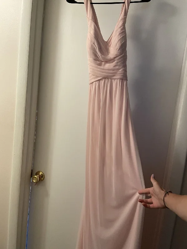 Blowout Deals David's Bridal Mesh Long Dress w/ Criss-Cross Back (w10974)