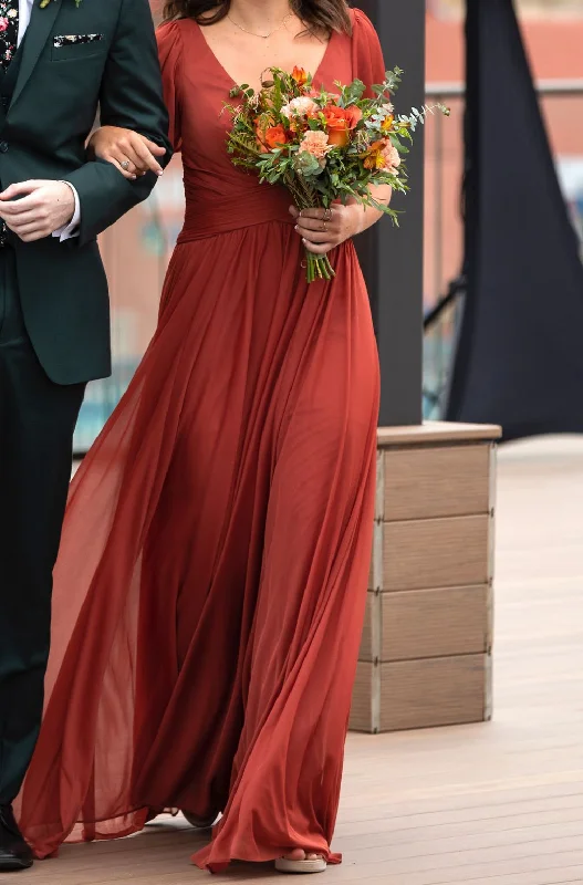 Mega Sale David's Bridal Flutter Sleeve Crisscross Mesh Bridesmaid Dress