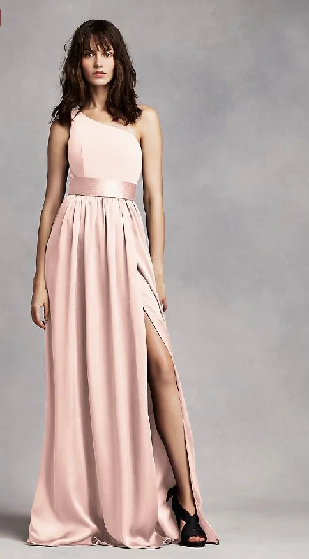 Limited Availability Vera Wang White VW360215 One Shoulder Dress with Satin Sash