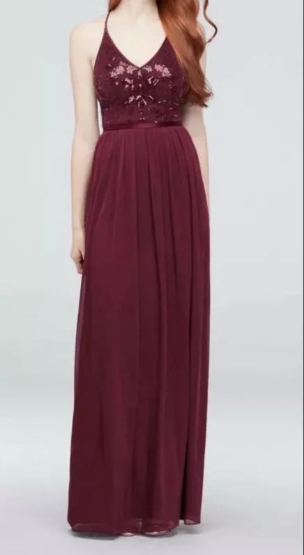 Deep Discounts David's Bridal DB STUDIO/DS270019 color merlot