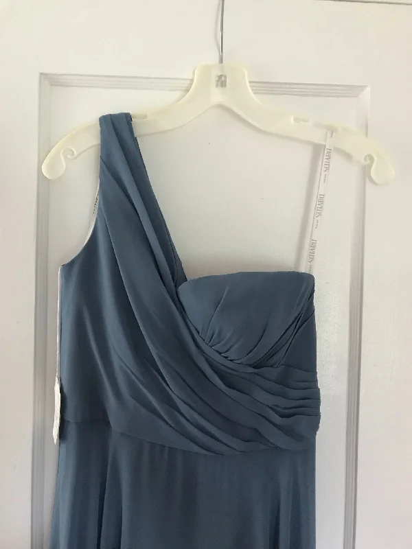 Final Markdown David's Bridal One-Shoulder Mesh Bridesmaid Dress with Full Skirt