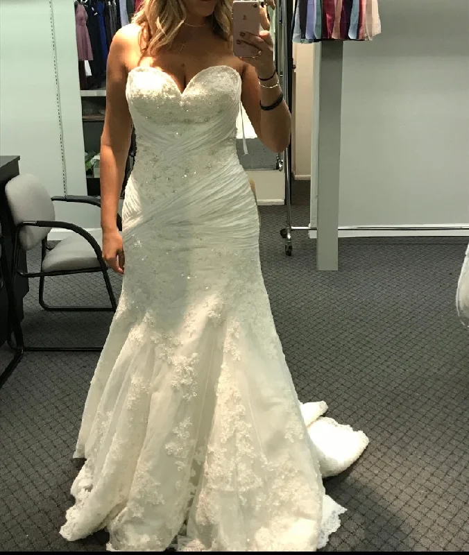 Final Clearance Allure Bridals Beaded Strapless Sweetheart Lattice Bodice