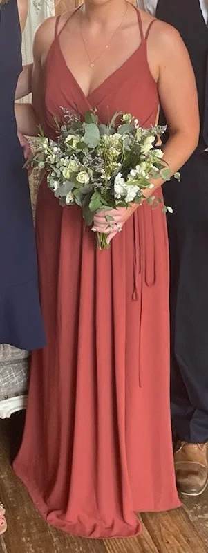 Super Sale David's Bridal Double-Strap Long Georgette Bridesmaid Wrap Dress
