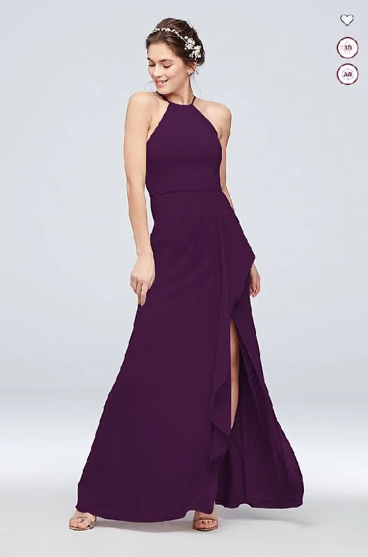 Today Only David's Bridal High-Neck Chiffon Bridesmaid Dress with Cascade