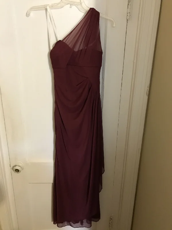 Sale Event David's Bridal Long Mesh One Shoulder Illusion Dress