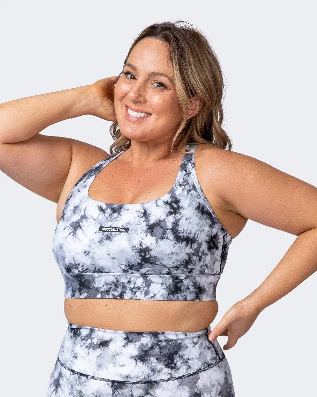 Great Deals Brace Yourself Bra - Grey Black Tie Dye Print