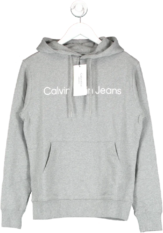 Super Deal Calvin Klein Grey Mid-grey Logo Hoodie BNWT UK XXS