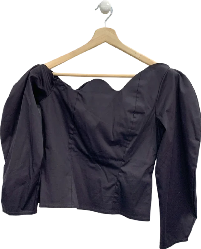 Major Savings Elaine Hersby Black Off-Shoulder Top UK S/M