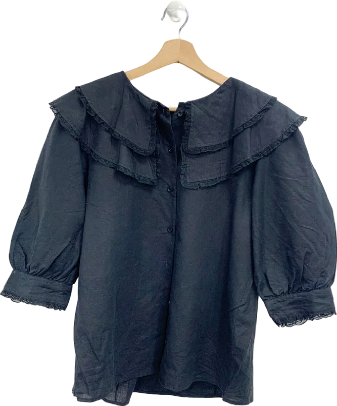 Blowout Sale Lily & Lionel Black Ruffled Blouse UK 8