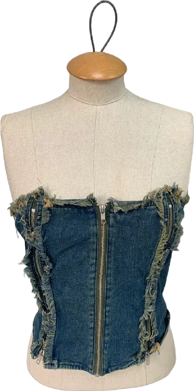 Weekend Special Mars The Label Blue Denim Strapless Top UK S/M