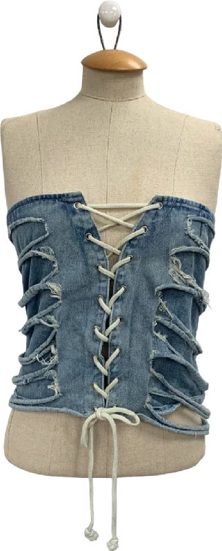Price Drop Mars The Label Blue Lace-Up Denim Bustier UK S