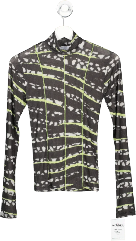 YEAR-End Sale Topshop Grey High Neck Abstract Print Top UK 6