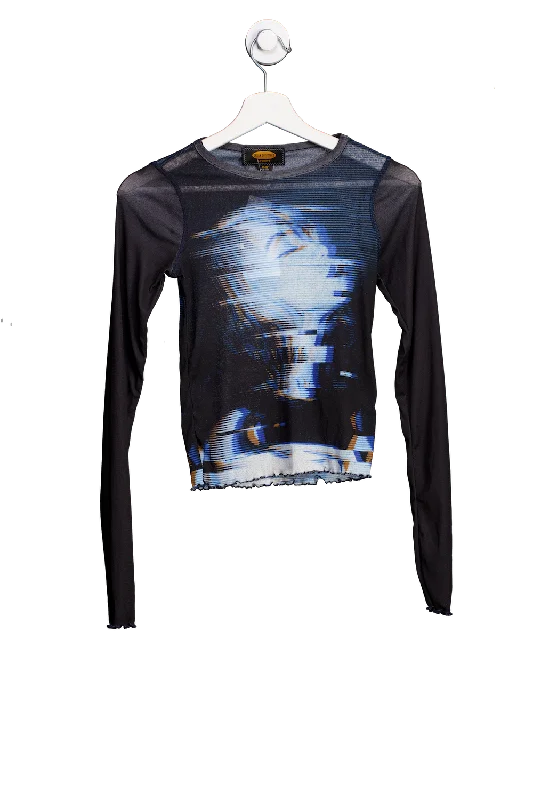 Act Now Urban Outfitters Black Archive Face Long Sleeve T-shirt UK XS