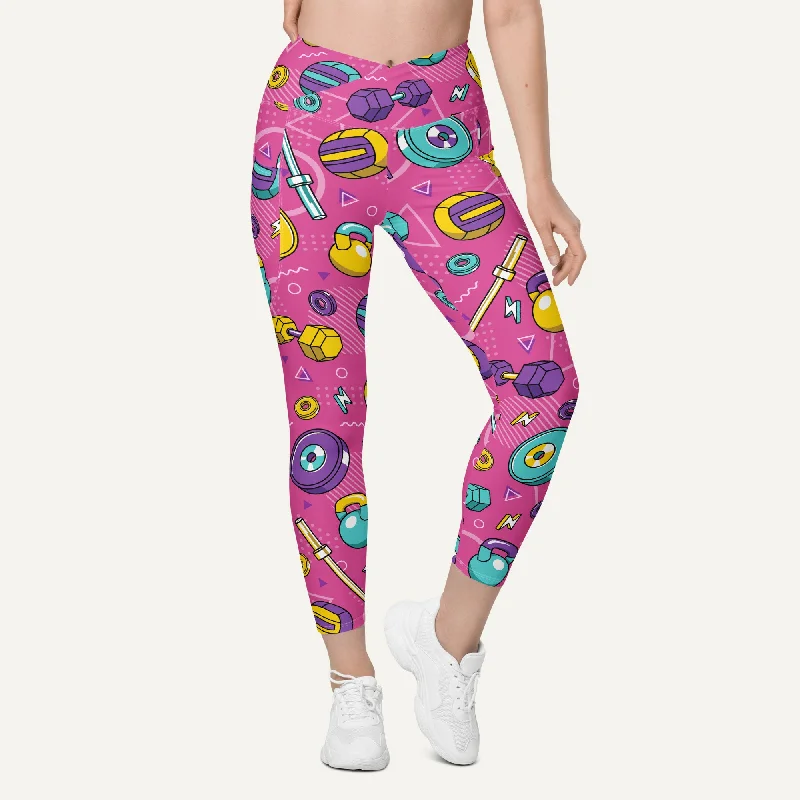 The Best Prices 90s Weights Pink Crossover Leggings With Pockets