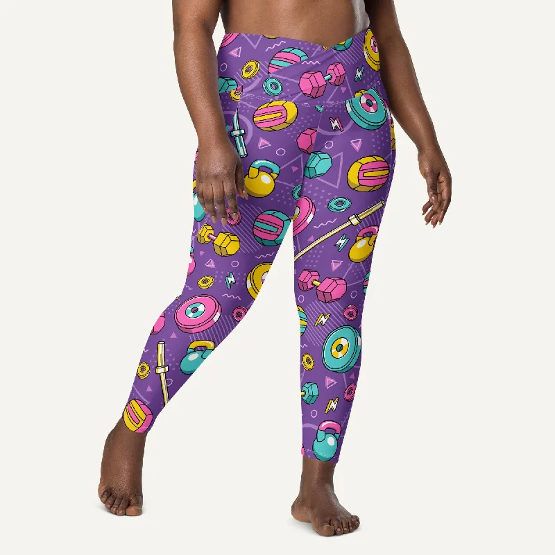 TIME-Limited Offer 90s Weights Purple Crossover Leggings With Pockets