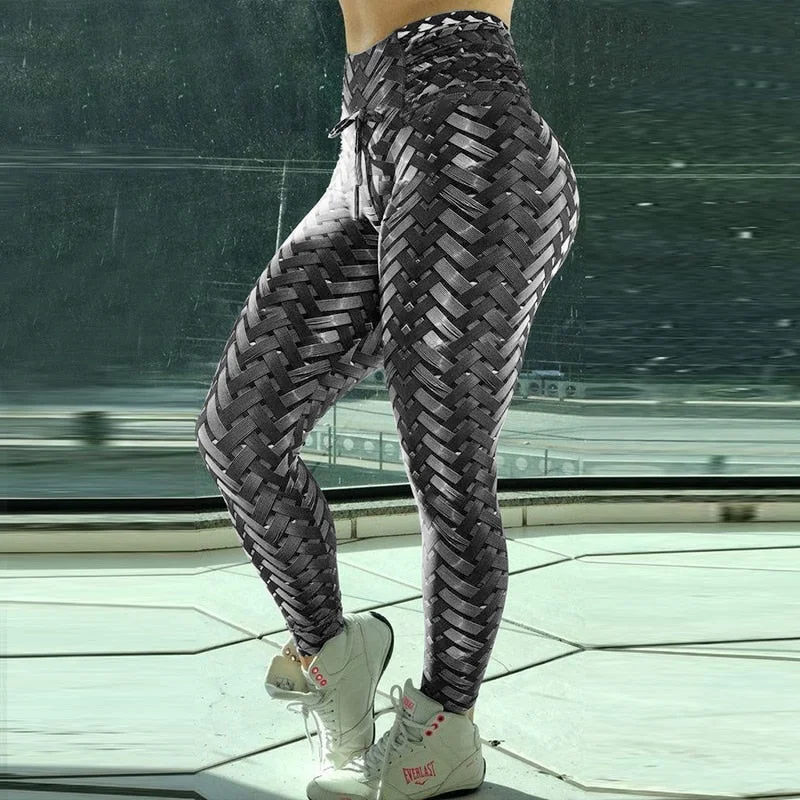 Price Reduction Armor Weave Print High Waist Leggings