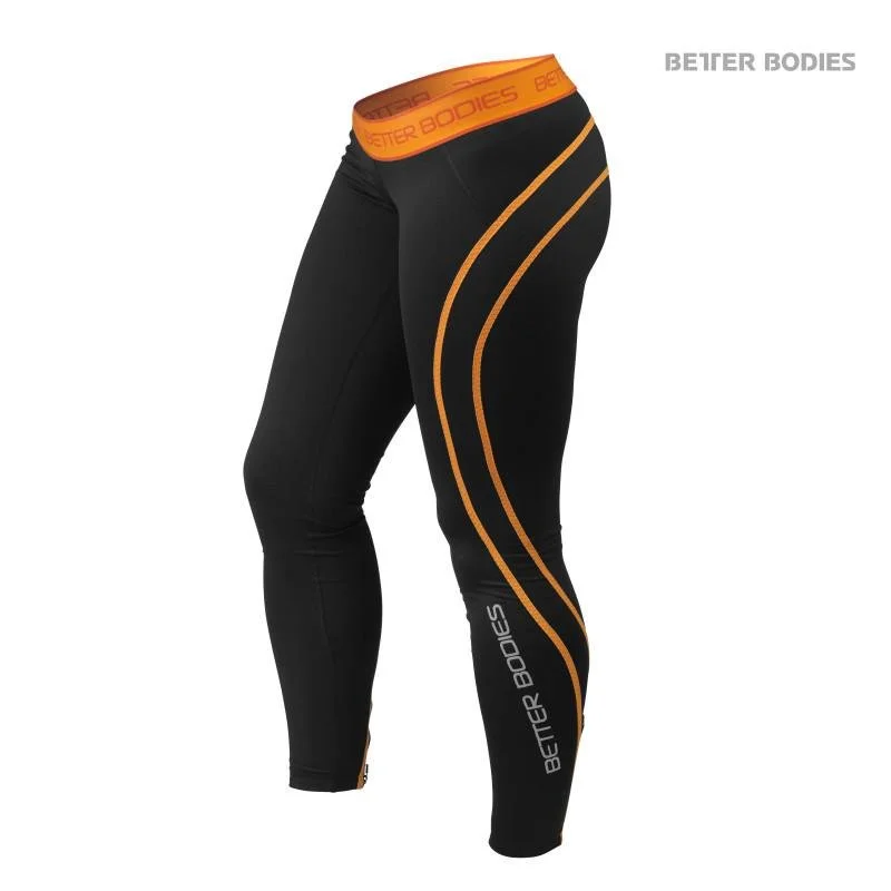 Final Clearance Better Bodies Athlete Tights - Black-Orange