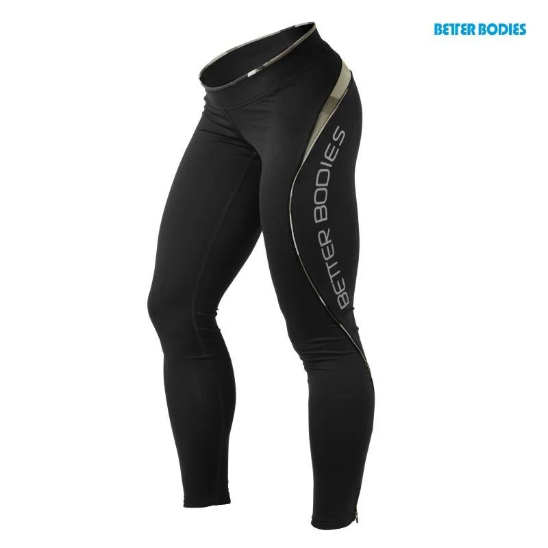 Closeout Better Bodies Fitness Long Tights - Black-Camoprint