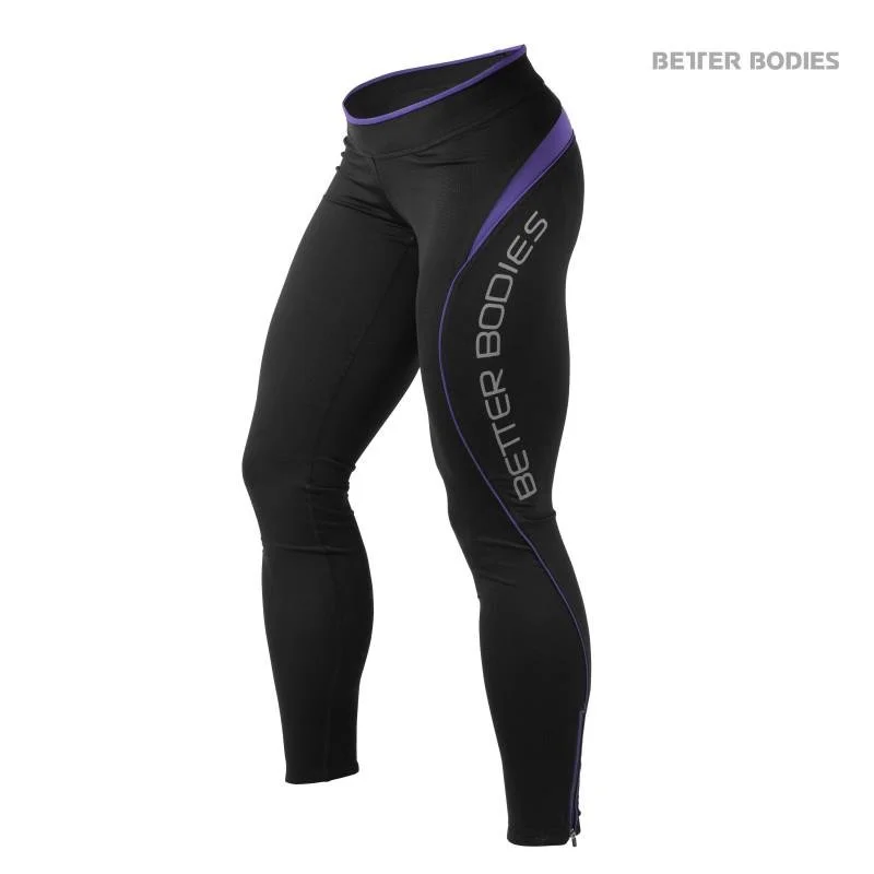 Price Drop Better Bodies Fitness Long Tights - Black-Purple