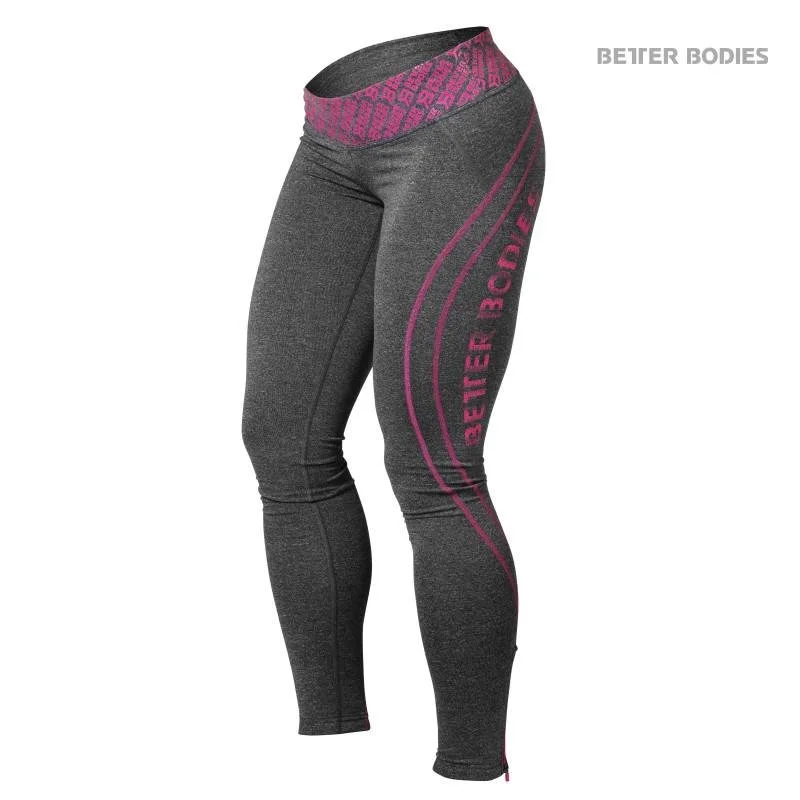 Online Specials Better Bodies Shaped Logo Tights - Anthracite Melange-Pink