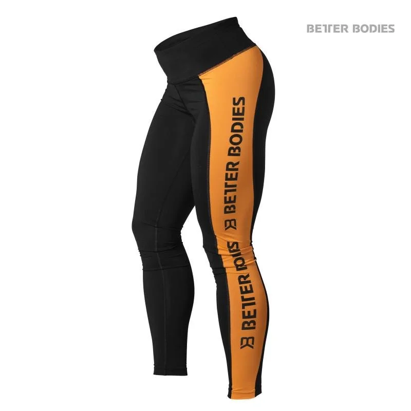 Big Discounts Better Bodies Side Panel Tights - Black-Orange