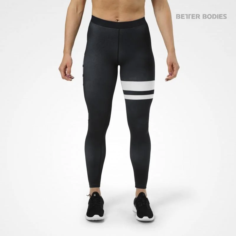Anniversary Sale Better Bodies Varsity Stripe Tights - Black