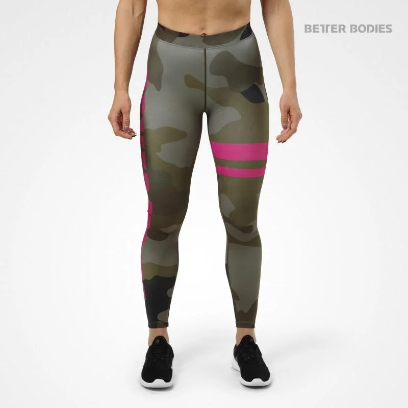 Year-End Sale Better Bodies Varsity Stripe Tights - Dark Green Camo