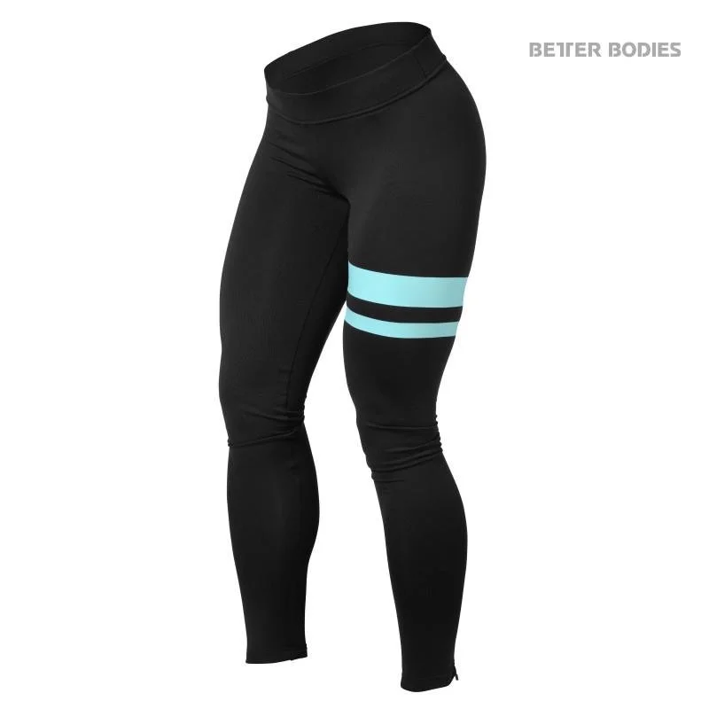 Exclusive Offers Better Bodies Varsity Tights - Black-Aqua