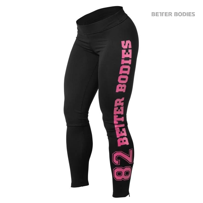 Discount Mania Better Bodies Varsity Tights - Black-Pink