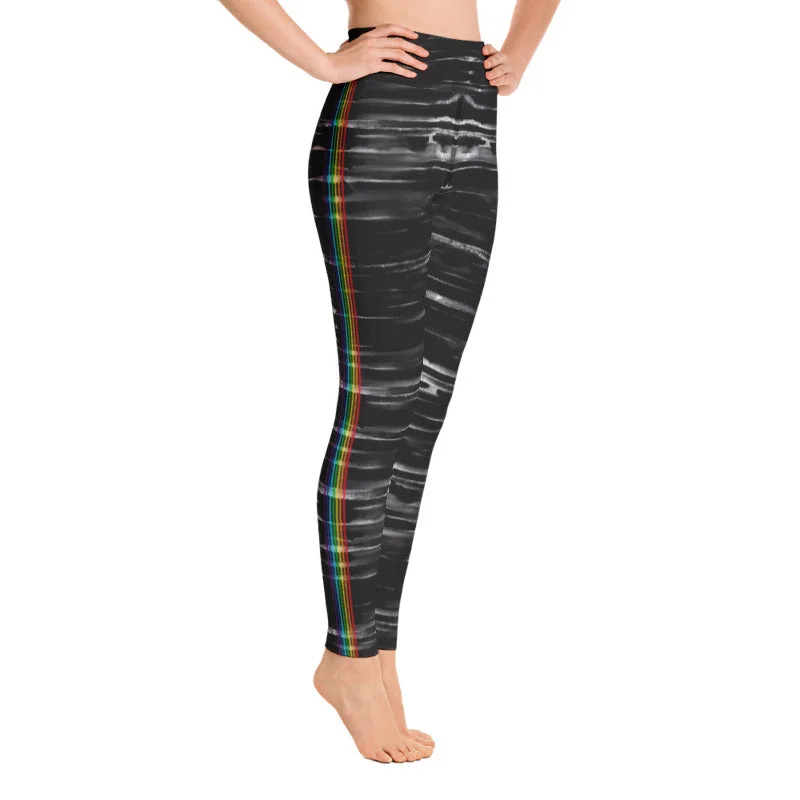 Crazy Deals Black Chakra Stripes High Waist Yoga Leggings