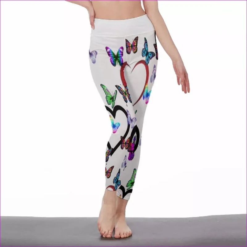Season Finale Sale Butterfly Love Womens High Waist Leggings | Side Stitch Closure