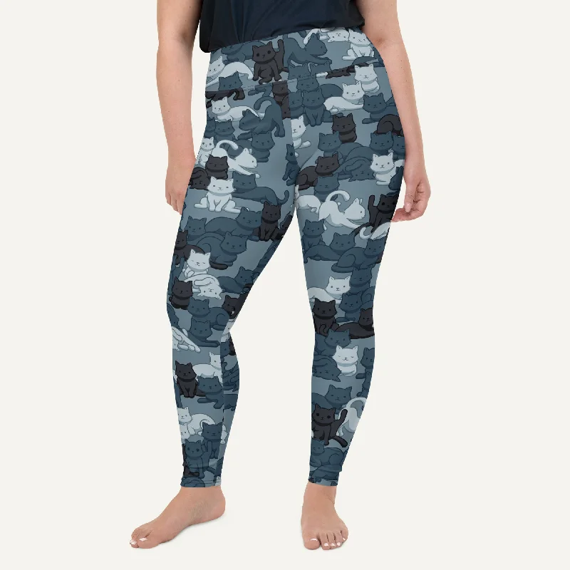 Price Cut Cats Camouflage Navy Plus Size Leggings