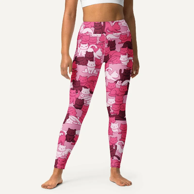New Arrival Cats Camouflage Pink High-Waisted Leggings