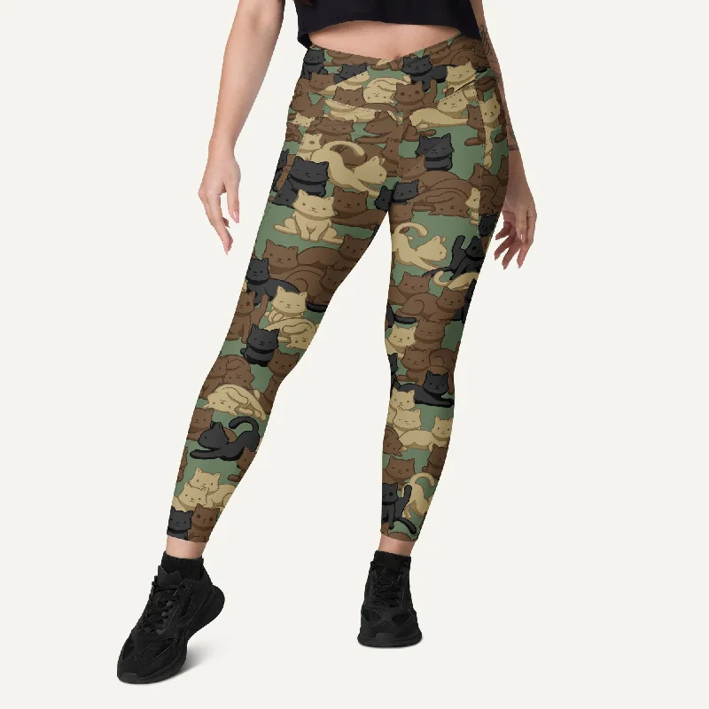 Hot Deal Cats Camouflage Woodland Crossover Leggings With Pockets