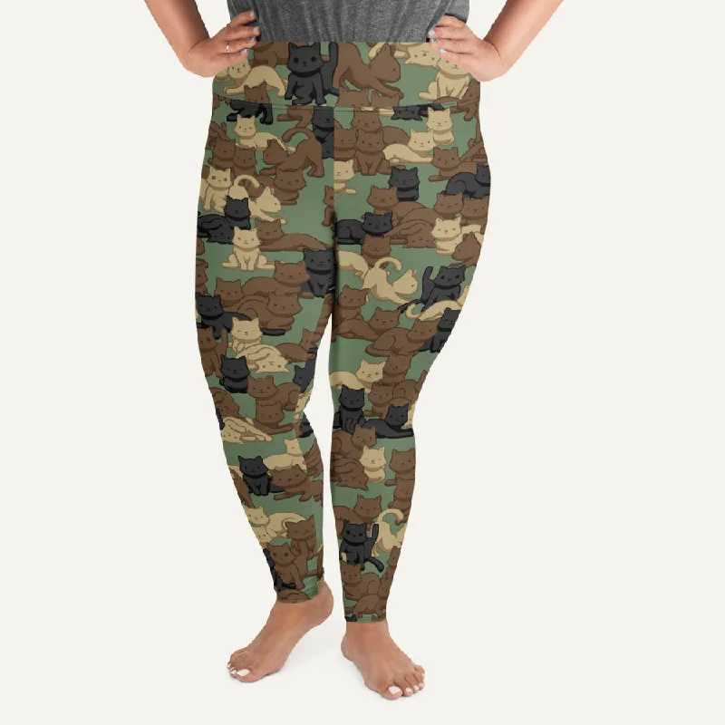 Major Savings Cats Camouflage Woodland Plus Size Leggings