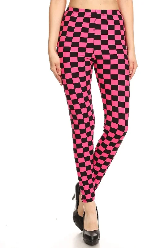 Exclusive Savings Checkered Printed High Waisted Leggings - Ships from The US