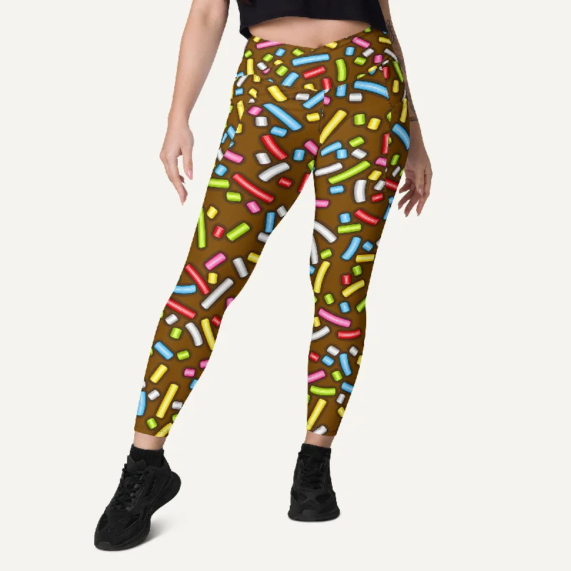 Buy More, Save More Chocolate Donut Sprinkles Crossover Leggings With Pockets