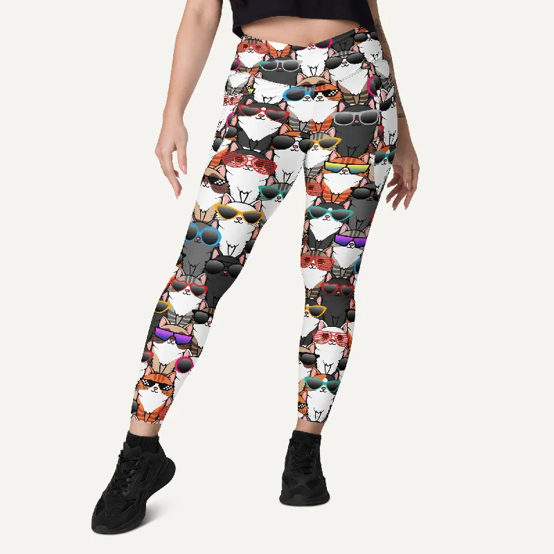 Special Savings Cool Cats Crossover Leggings With Pockets