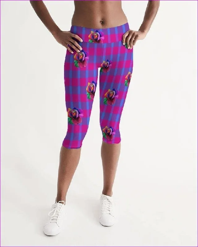 Deep Discounts Floral Reign Plaid Womens Mid-Rise Capri