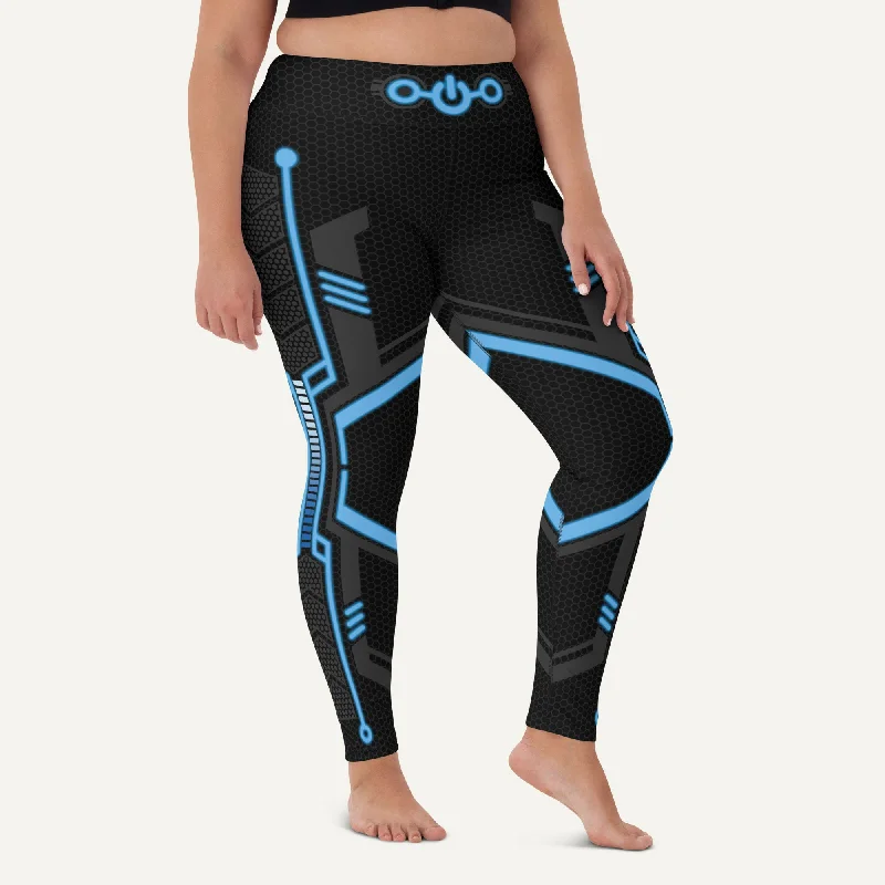 Shop and Save Futuristic Sci-Fi Blue High-Waisted Leggings