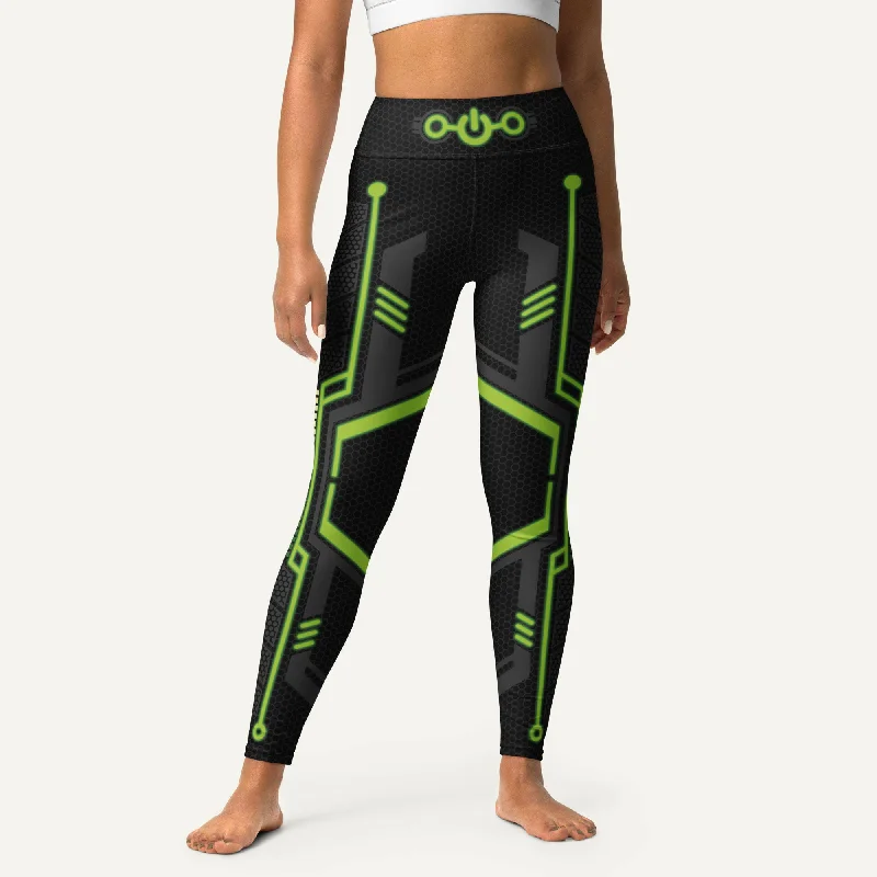 Weekend Flash Sale Futuristic Sci-Fi Green High-Waisted Leggings