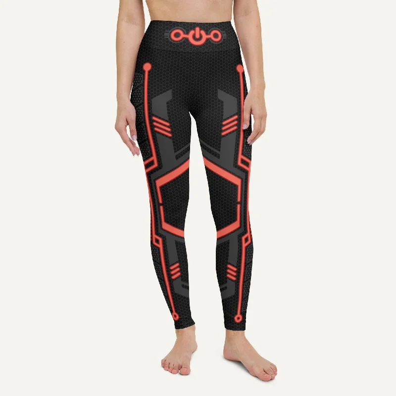Price Reduction Futuristic Sci-Fi Red High-Waisted Leggings