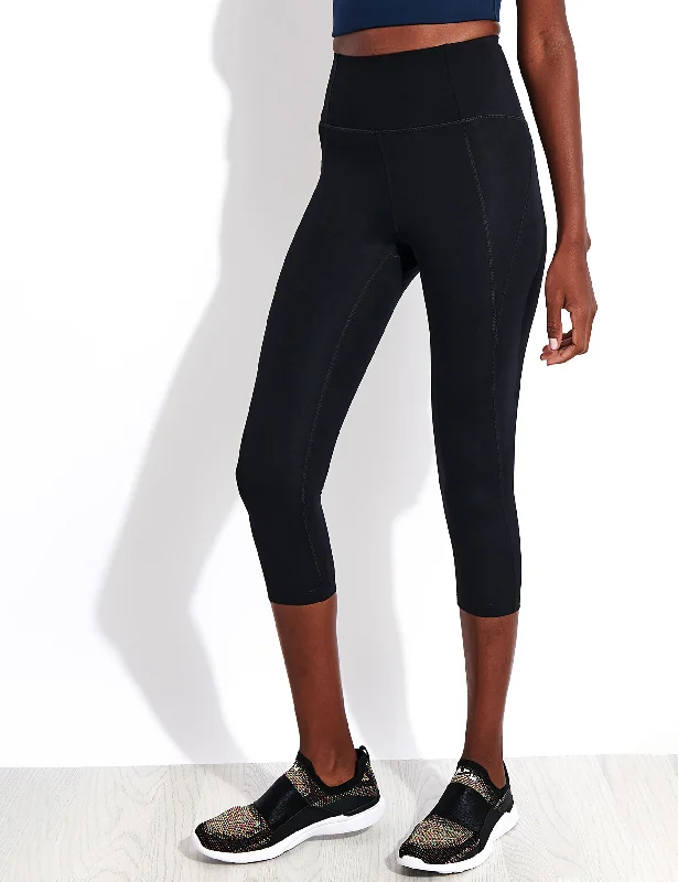 Price Break Compressive High Waisted Capri Legging - Black